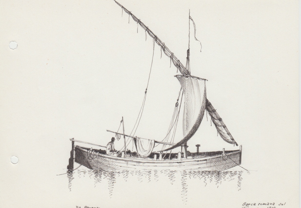170-Barca romana sul Tevere - 1814 - da Baujean